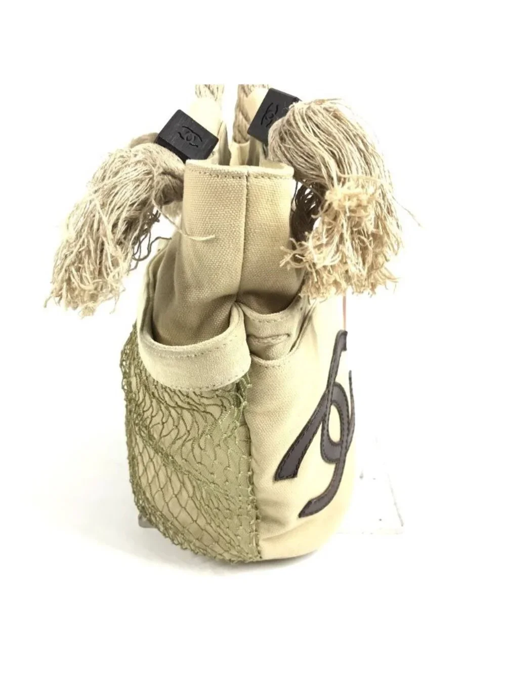 Chanel Handbag CC Logo Jumbo Canvas Beige